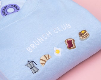 Brunch Club Besticktes Sweatshirt mit Rundhalsausschnitt