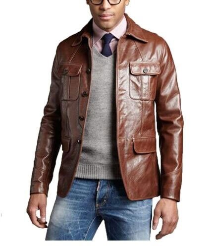 Men's Tan 100% Original Leather Jacket Blazer Coat - Etsy