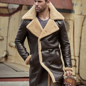 Tom Hardy B3 Shearling Farrier Brown Leather Long Coat - Etsy