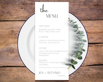 EDITABLE Food Menu Template, Minimalist Wedding Menu, Modern Wedding Menu, Printable Wedding Menu, Menu Template, Instant Download