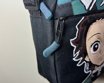 Green slayer pattern painted anime mini crossbody shoulder bag purse