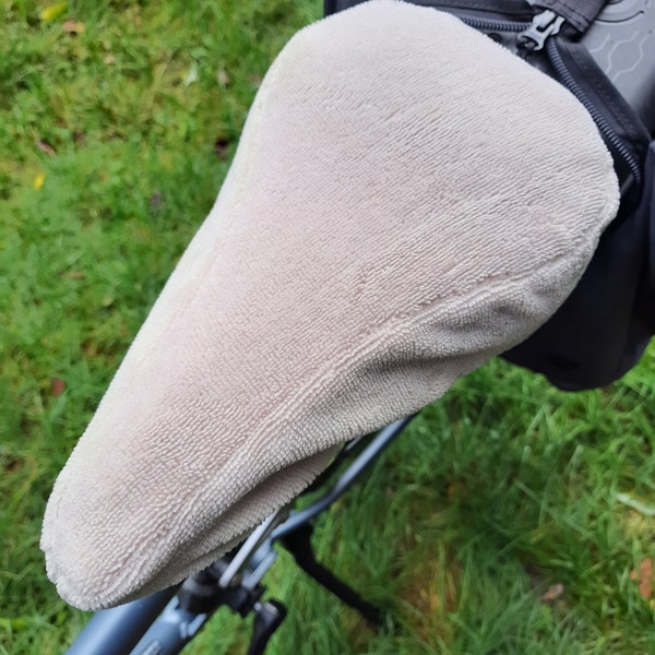 Couvre-selle d'été pour vélo en tissu éponge de bambou beige, taupe