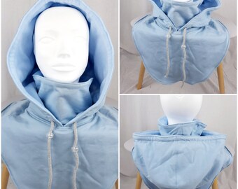 Capuche, bleu ciel avec intérieur en polaire: capuche + col + plastron