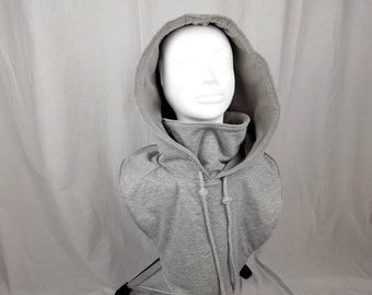 Capuche avec intérieur en polaire: capuche + col + plastron, gris clair