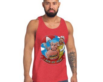 I Rub My Meat Unisex Tank Top, Funny BBQ Shirt