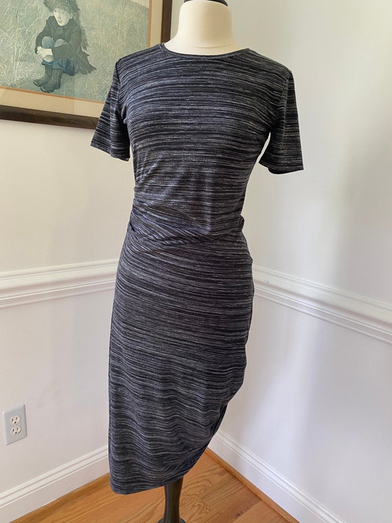 Athleta Ruched Stretch Jersey Midi Dress in Heathered Black - Etsy