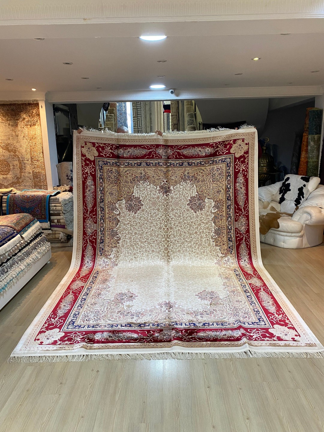 Red Persian Rug Large Persian Rug Palace Rug 8x11 Silk Etsy