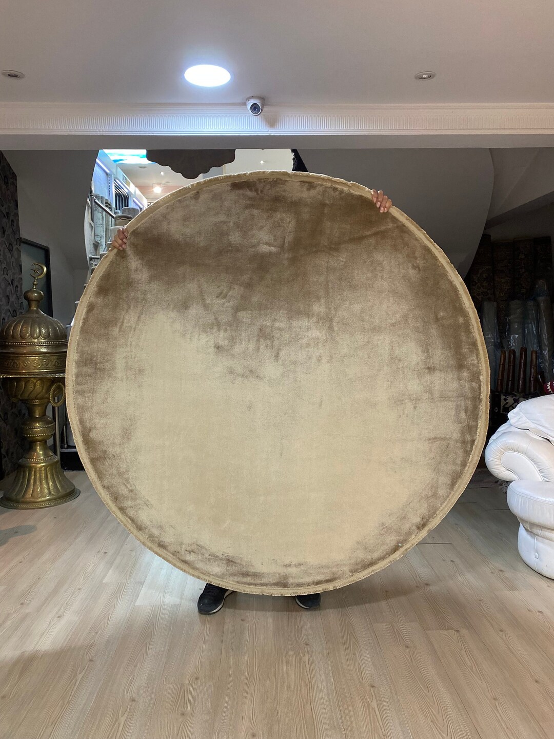 Circle Silk Rug 5x5 Bamboo Rug Gold Round Rug Kitchen Round Etsy