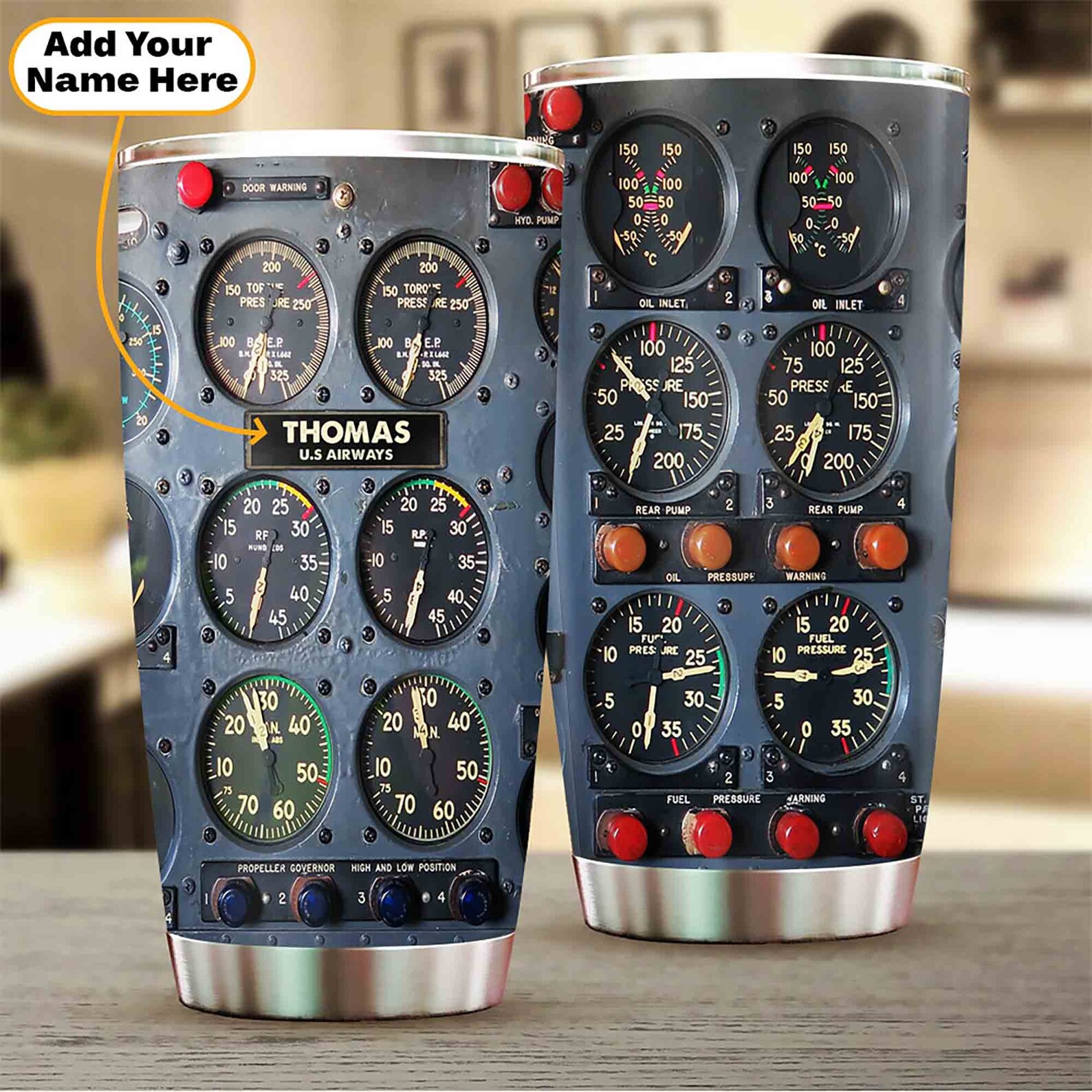Personalization Flight Instruments Panel Pilot Tumbler Cup Etsy