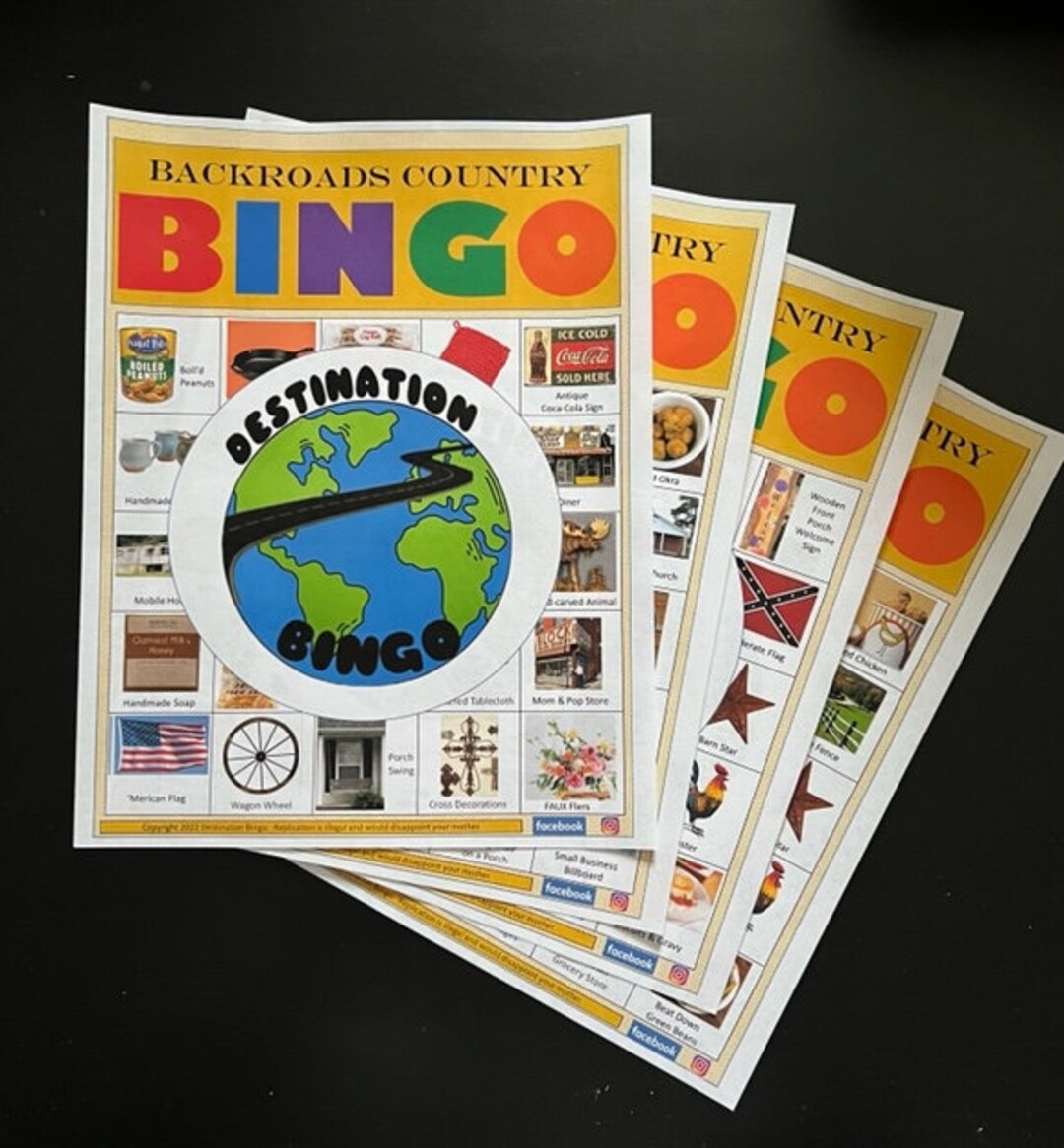 BINGO Country Backroads, Road Trip, Fun, Games, Travel, Family