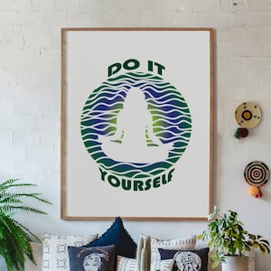 Do It Yourself Poster, Retro Gradient Poster, Aesthetic Room Decor, Vivid Gradient Poster,  Retro Room Decor, Y2K Trendy Poster, Yoga Poster