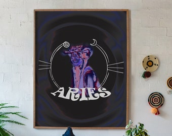 Aries Poster, Gift For Aries, Zodiac Poster, Aires Decor, Zodiac Print, Celestial Art, Aries Poster, Witchy Decor, Witchy Wall Art