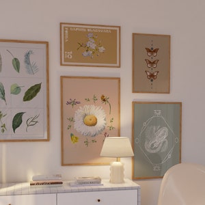 Cottagecore, Cottagecore Poster, Cottagecore Kunst, Cottagecore Collage, Wildblumen Wand-Set, Fairycore 5er-Set Poster, Grunge Wand-Dekor