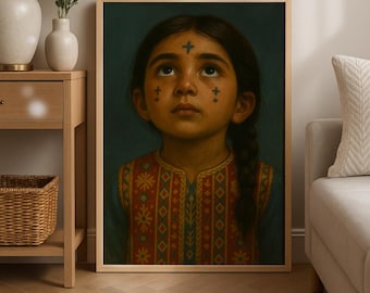 Mesopotamian Girl Portrait Art Print: Middle Eastern Cultural Decor