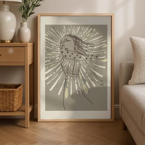 Kurdische Frau Skizze, Boho Wanddekor, Frau mit Deq Tattoo, Boho Wohnzimmer Dekor, irakische Frau Wandkunst, nahöstliche Frau Kunst