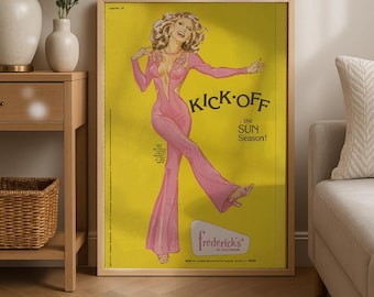 Red Line Art Print: 70s Retro Psychedelic Wall Decor