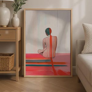 Red Line Art Poster, 70s Wall Print, Red Wall Art, Trendy Print, Woman Poster, Psychedelic Art, Retro Print, Trippy Wall Art, Preppy Poster