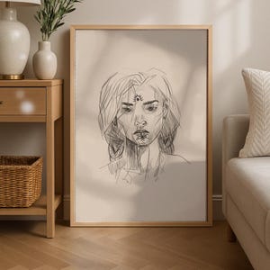 Kurdish Woman Portrait Print: Traditional Deq Tattoo Art (Digital Download