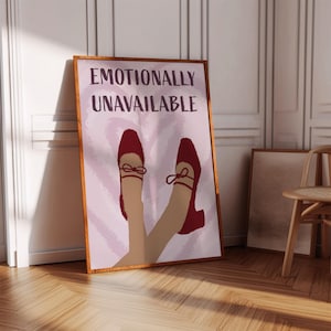 Arte de pared psicodélico, póster de tipografía, póster de zapatos, impresión de pared de los años 70, arte de pared rojo, chica femenina, retro