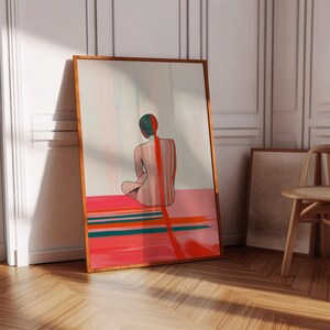 Póster de arte de línea roja, impresión de pared de los años 70, arte de pared rojo, impresión de moda, póster de mujer, arte psicodélico, impresión retro, póster preppy, DESCARGA DIGITAL