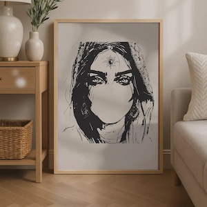 Kurdish Woman Portrait: Traditional Deq Tattoo Art Print