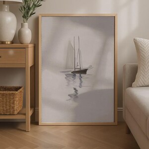 Boat Oil Painting Wall Art, Sea Landscape, Sailboat Painting, Seascape Print, Coastal Decor, Seascape Oil Painting, Beached Fishing Boat