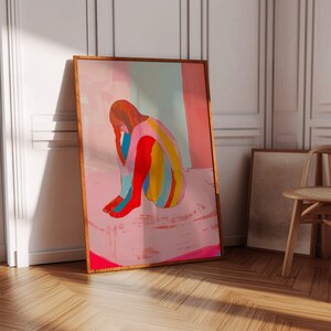 Cartel de arte de línea roja, impresión de pared de los años 70, arte de pared roja, impresión de moda, cartel de mujer, arte psicodélico, impresión retro, cartel de muy buen gusto, DESCARGA DIGITAL