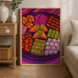 Eid Dessert Wandkunst | Ramadan Candy Tablett Druck | Türkisches Delight & Baklava Poster | Orientalische Süßigkeiten Dekoration