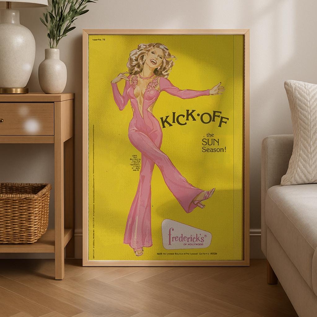 Retro Magazine Poster, 70s Wall Print, Yellow And Pink Poster, Aesthetic Poster, Girl Room Poster, Retro Print, Trippy Wall Art, DIGITAL ART
