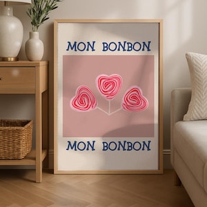 Candy Poster, Retro Wall Art, 70s Print, Bonbon, Trendy Wall Art, Vintage Decor