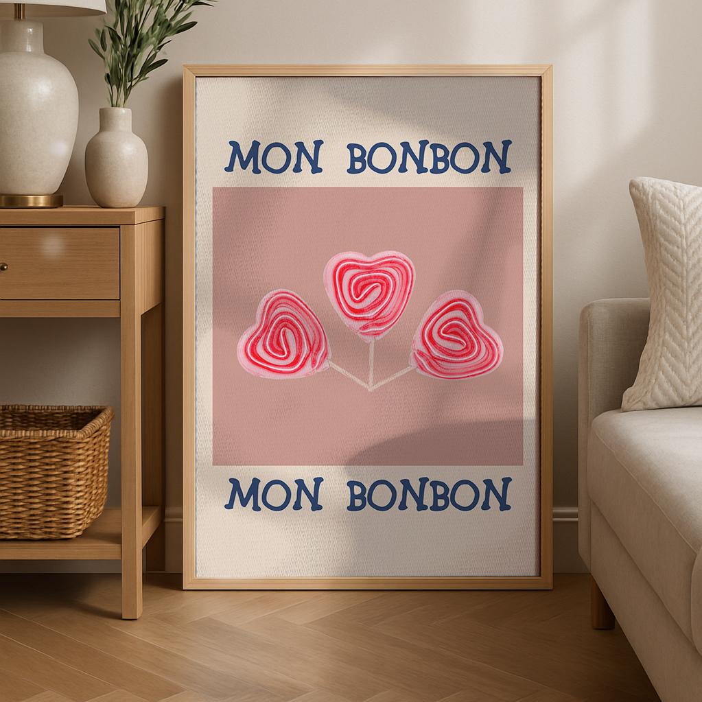 Candy Poster, Retro Wall Art, 70s Print, Bonbon, Trendy Wall Art, Vintage Decor