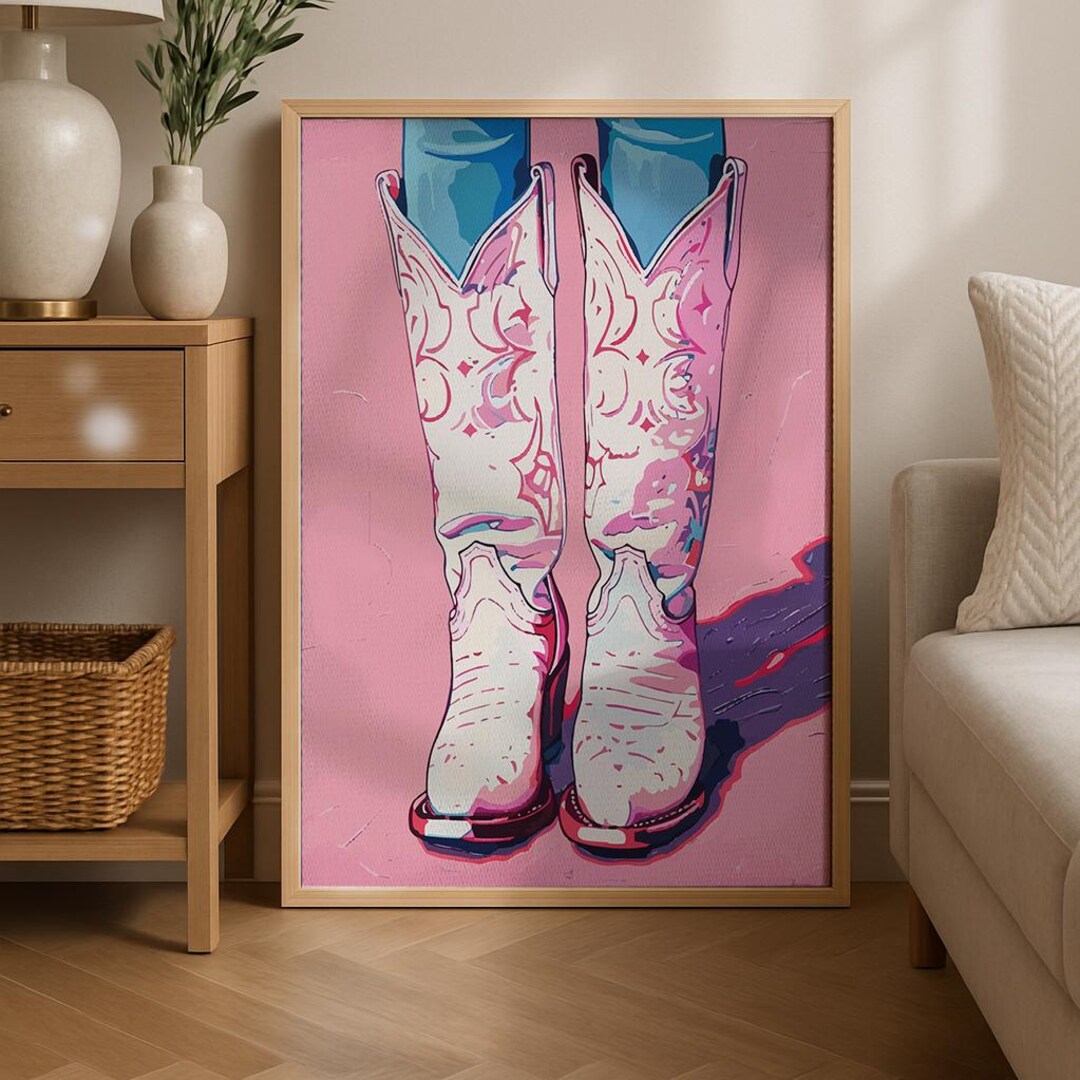 retro cowgirl art prints - set of 3 - digital download... Preppy Cowgirl Art Print: Vintage Western Pink Decor - Etsy