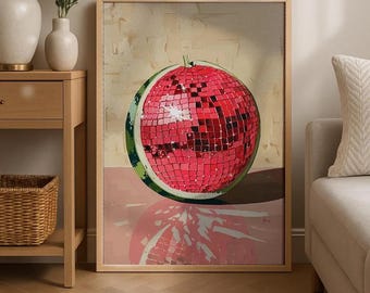 Disco Watermelon Print: Retro Coquette Wall Art