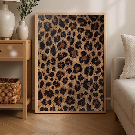 Leopard Print Poster: Preppy Bedroom Wall Art, Trendy Photography