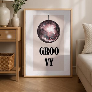 Groovy Poster Print, Disco Ball Poster, Party Poster, Gradient Party Decor, 70&#39;s Decor, Psychedelic Poster, Retro Art, Digital Print