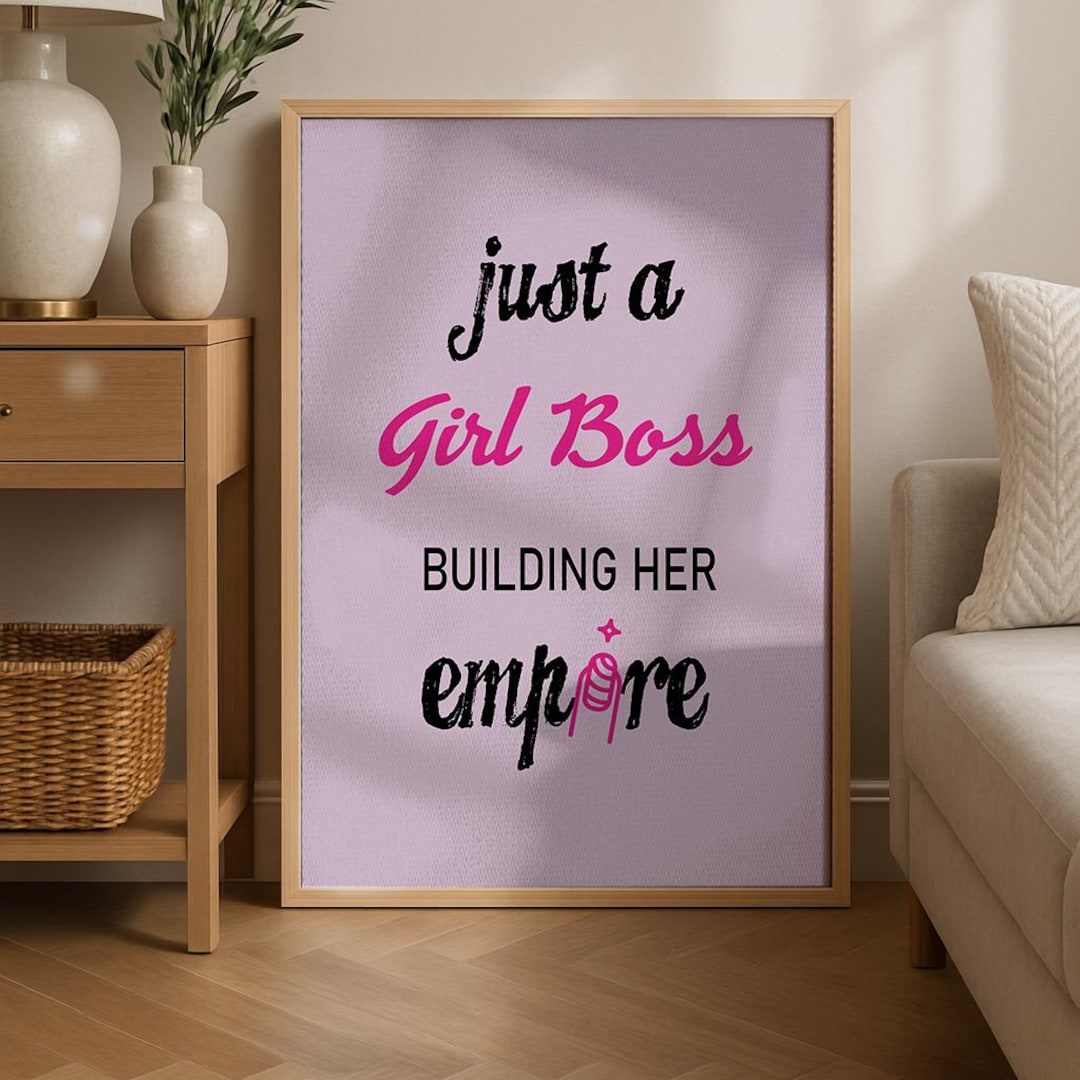 Girl Boss Inspirational Art Print: Barbie Pink Home Office Decor ...