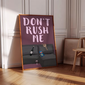 No me apresures, arte de pared femenino, impresión de pared de galería de moda, arte de vid, impresión tipográfica, póster rosa, pintura vintage, decoración maximalista