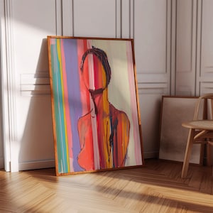 Póster de arte de línea roja, impresión de pared de los años 70, arte de pared rojo, impresión de moda, póster de mujer, arte psicodélico, impresión retro, arte de pared psicodélico, póster preppy