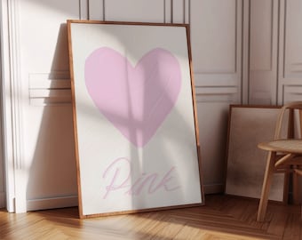 Pinky Hearth Poster, Light Pink Room Decor, Girly Aesthetic, Kids Room Decor, Trendy Art, Girly Pink Art, Downloadable Art, DIGITAL DOWNLOAD