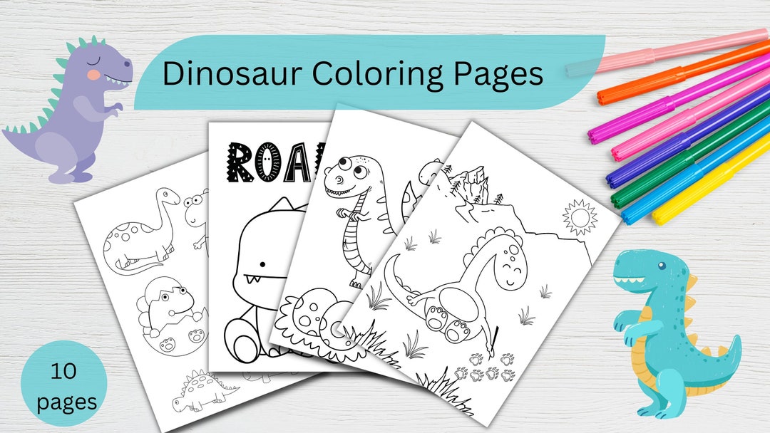 Dinosaur Coloring Pages - Etsy