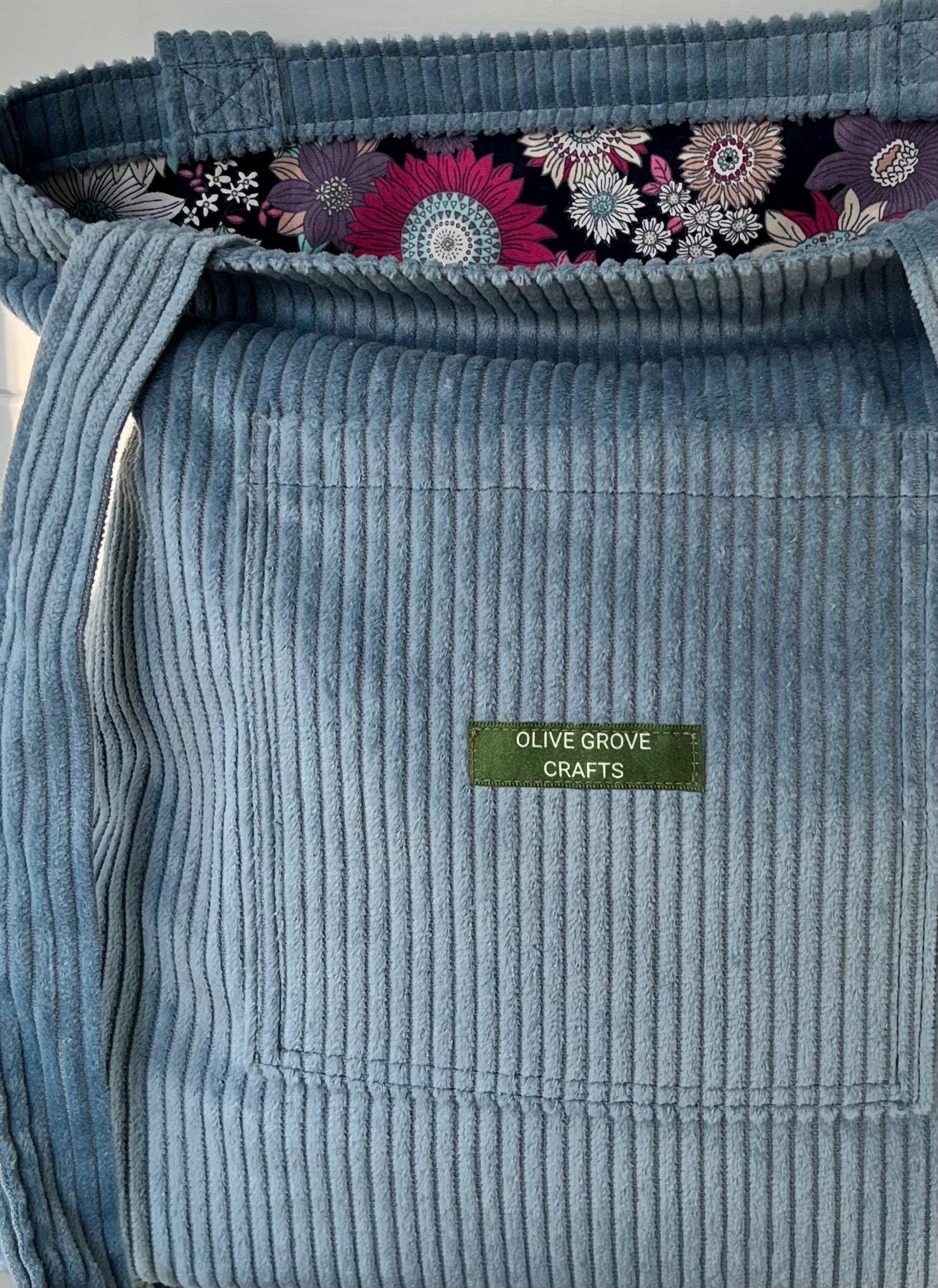 Corduroy Tote Bag, College Tote Bag, Corduroy Pocket Tote
