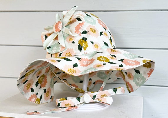 Floral Patterned Wide-Brim Hat Bulletgxll Women Wide Brim Sun Hat Floral Pattern UV  main image 4