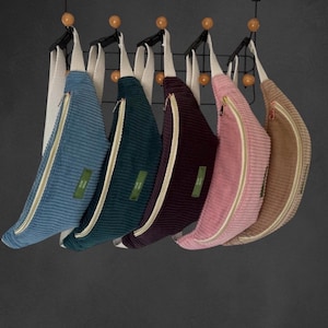 Corduroy Crossbody Sling Bag: Lined Festival Fanny Pack
