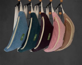Corduroy Crossbody Sling Bag: Lined Festival Fanny Pack