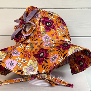 Floral Wide Brim Sun Hat: Handmade Cotton Baby & Child