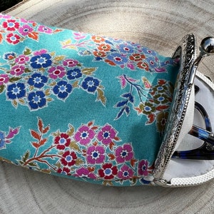 Floral Glasses Case: Tilda Pie in the Sky Fabric, Kiss Clasp