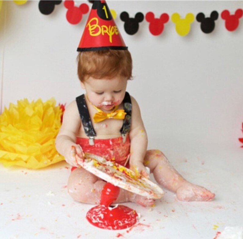 First birthday Mickey Mouse cake smash one year old boy outfit set image 1