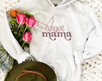 Angel Mama Sweatshirt, Retro Mama Sweatshirt, Angel Mom Sweatshirt, Mama Crewneck, Angel Sweatshirt, Mama Hoodie, Mom Crewneck