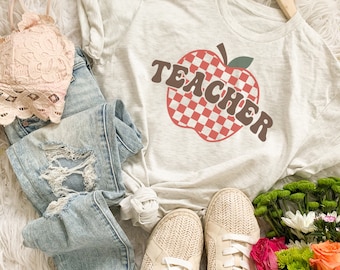 Retro Teacher Shirt: Apple Graphic Tee