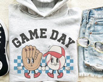 Game Day Baseball Sweatshirt, Retro Baseball Sweatshirt, Baseball Crewneck, Retro Baseball Hoodie, Retro Baseball Shirt, Game Day Shirt